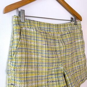 Madison d'Amelie Yellow Tweed Flat Front High Rise Shorts S Preppy Coastal Sweet